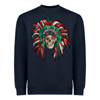 Navy mexican flag indian headdress with  skull Heavyweight Sweatshirt - RanaPortraitStore