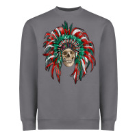 Storm mexican flag indian headdress with  skull Heavyweight Sweatshirt - RanaPortraitStore