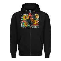 Black western rooster coop animals sunflowers cowhide serape wooden Zipper Hoodie - Artiststas