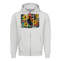 Dove Grey western rooster coop animals sunflowers cowhide serape wooden Zipper Hoodie - Artiststas