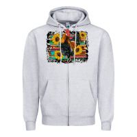 Heather Grey western rooster coop animals sunflowers cowhide serape wooden Zipper Hoodie - Artiststas