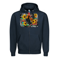 Navy western rooster coop animals sunflowers cowhide serape wooden Zipper Hoodie - Artiststas