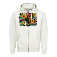 Oatmeal Heather western rooster coop animals sunflowers cowhide serape wooden Zipper Hoodie - Artiststas
