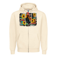 Sandshell western rooster coop animals sunflowers cowhide serape wooden Zipper Hoodie - Artiststas