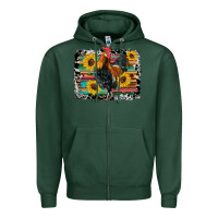 Sports Green western rooster coop animals sunflowers cowhide serape wooden Zipper Hoodie - Artiststas