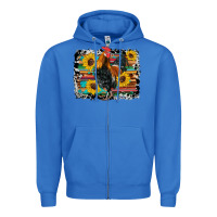 True Royal western rooster coop animals sunflowers cowhide serape wooden Zipper Hoodie - Artiststas