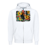 White western rooster coop animals sunflowers cowhide serape wooden Zipper Hoodie - Artiststas