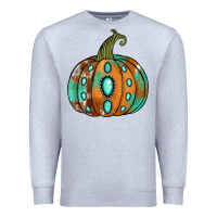 Heather Grey Western cowhide turquoise pumpkin Premium Sweatshirt - NancyCooperArtShop