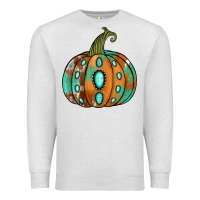 Oatmeal Heather Western cowhide turquoise pumpkin Premium Sweatshirt - NancyCooperArtShop