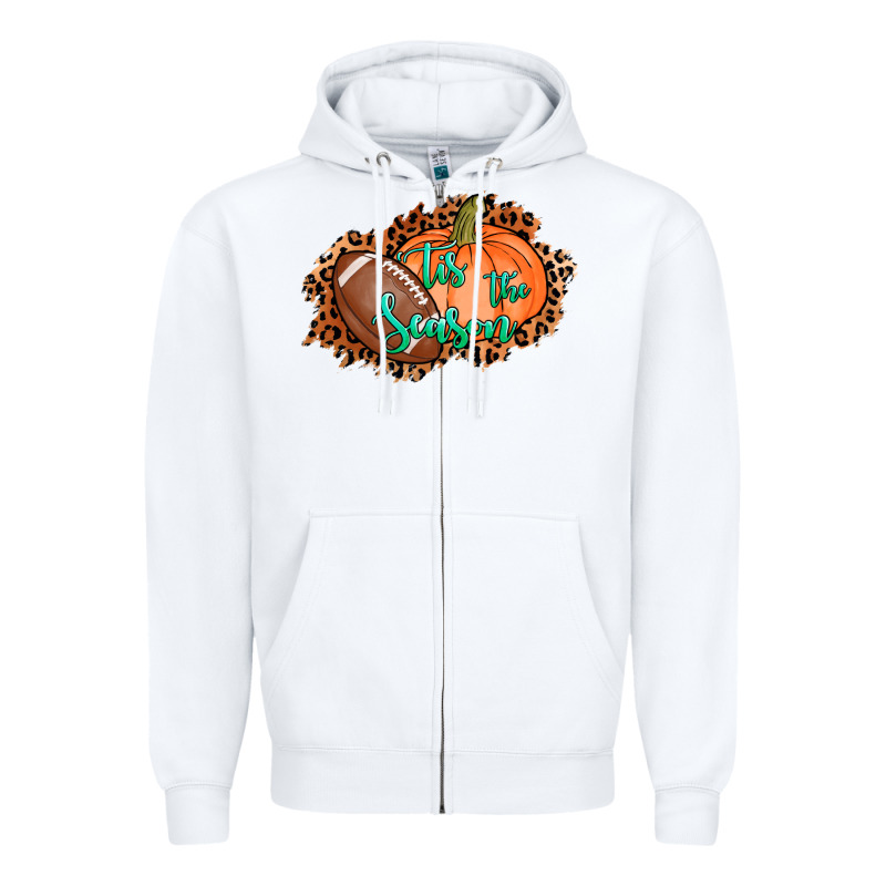 Tis The Season Football Pumpkin Zipper Hoodie by AdoDesignShop | Teevron