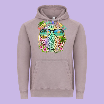 Summer Vibes With Smile Face And Leopard Vintage Hoodie Designed By Texasbilliewilder
