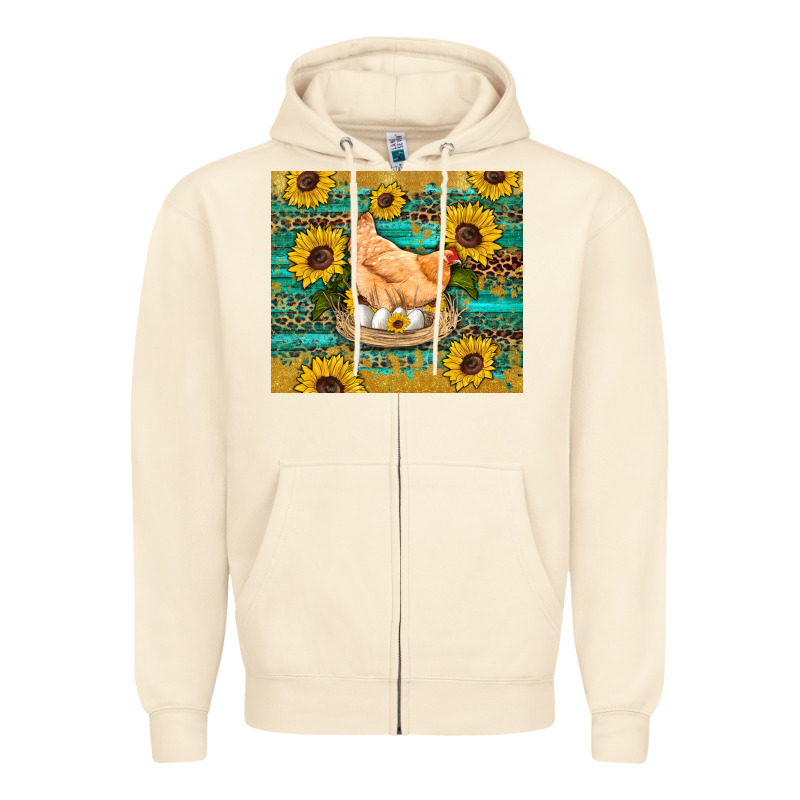 Western Farm Chicken Coop Animals Sunflowers Leopard Turquoise Wooden Zipper Hoodie by Artiststas | Teevron