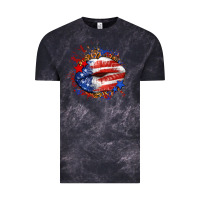 Cloud Black Leopard American flag lips Vintage Tee - Neo Western