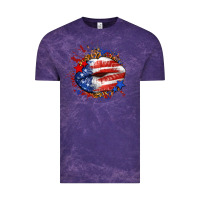 Cloud Purple Leopard American flag lips Vintage Tee - Neo Western
