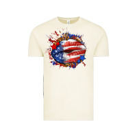 Vintage Arctic Leopard American flag lips Vintage Tee - Neo Western