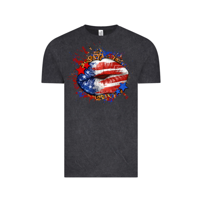 Leopard American Flag Lips Vintage Tee by Neo Western | Teevron