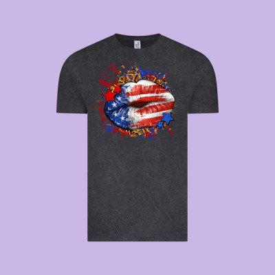 Leopard American Flag Lips Vintage Tee Designed By Neo Western