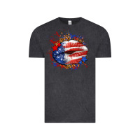 Vintage Black Leopard American flag lips Vintage Tee - Neo Western