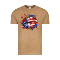Vintage Camel Leopard American flag lips Vintage Tee - Neo Western