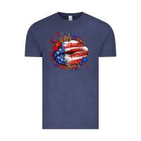 Vintage Denim Leopard American flag lips Vintage Tee - Neo Western