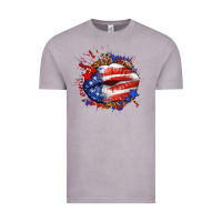 Vintage Zinc Leopard American flag lips Vintage Tee - Neo Western