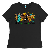 Black peace love jesus Ladies Tee - AdoDesignShop