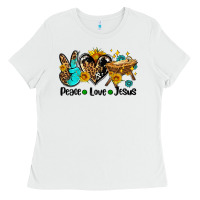 White peace love jesus Ladies Tee - AdoDesignShop