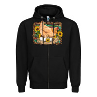 Black western farm chicken coop animals eggs sunflowers leopard serape woode Zipper Hoodie - Artiststas