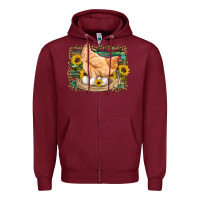 Burgundy western farm chicken coop animals eggs sunflowers leopard serape woode Zipper Hoodie - Artiststas