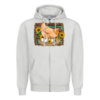 Dove Grey western farm chicken coop animals eggs sunflowers leopard serape woode Zipper Hoodie - Artiststas