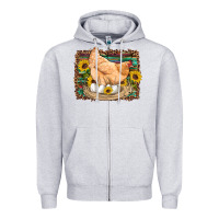 Heather Grey western farm chicken coop animals eggs sunflowers leopard serape woode Zipper Hoodie - Artiststas