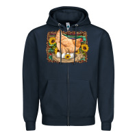 Navy western farm chicken coop animals eggs sunflowers leopard serape woode Zipper Hoodie - Artiststas