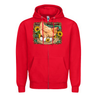 Red western farm chicken coop animals eggs sunflowers leopard serape woode Zipper Hoodie - Artiststas