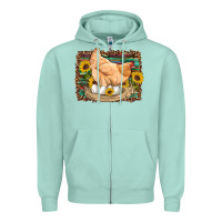 Seafoam western farm chicken coop animals eggs sunflowers leopard serape woode Zipper Hoodie - Artiststas