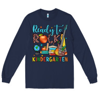 Navy ready to rock kindergarten Long Sleeve Tee - JahusDesignShop