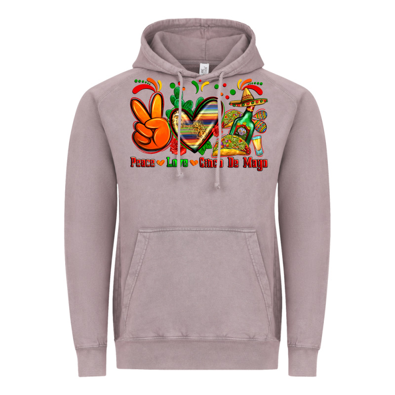 Peace Love Cinco De Mayo Vintage Hoodie by Zillion Design Studio | Teevron