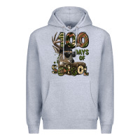 Heather Grey 100 days of school hunting deer Premium Hoodie - LillyAllenDesigns