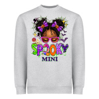 Heather Grey Spooky Mini Halloween Messy Bun Heavyweight Sweatshirt - texasbilliewilder