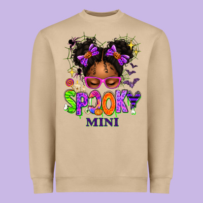 Spooky Mini Halloween Messy Bun Heavyweight Sweatshirt Designed By Texasbilliewilder