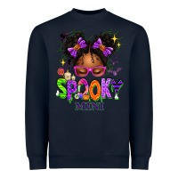Navy Spooky Mini Halloween Messy Bun Heavyweight Sweatshirt - texasbilliewilder