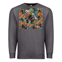 Charcoal Heather Thanksgiving Turkey sunflower turquoise Premium Sweatshirt - NancyCooperArtShop