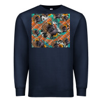 Navy Thanksgiving Turkey sunflower turquoise Premium Sweatshirt - NancyCooperArtShop