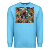 Ocean Blue Thanksgiving Turkey sunflower turquoise Premium Sweatshirt - NancyCooperArtShop