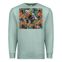 Seafoam Thanksgiving Turkey sunflower turquoise Premium Sweatshirt - NancyCooperArtShop