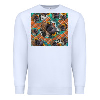 White Thanksgiving Turkey sunflower turquoise Premium Sweatshirt - NancyCooperArtShop