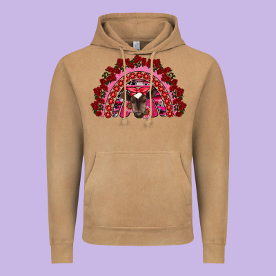 Valentine's Day Baby Cow Rainbow Vintage Hoodie Designed By Ranaportraitstore