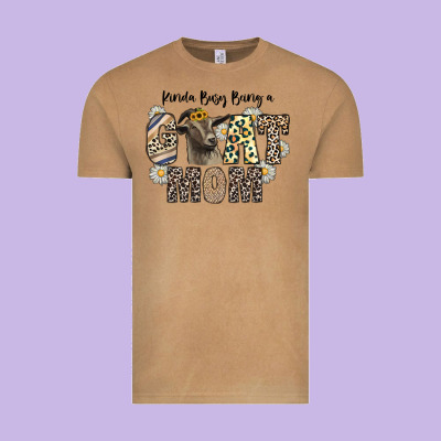 Kinda Busy Being A Goat Mom Vintage Tee Designed By Cowhidedigitalart