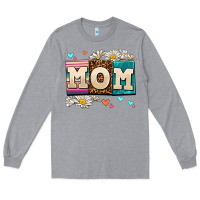 Heather Grey daisy mom Long Sleeve Tee - AdoDesignShop