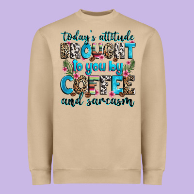 Today's Attitude Brought To You By Coffee And Sarc Heavyweight Sweatshirt Designed By Zillion Design Studio