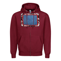Burgundy cowhide bandana denim background Zipper Hoodie - AdoDesignShop